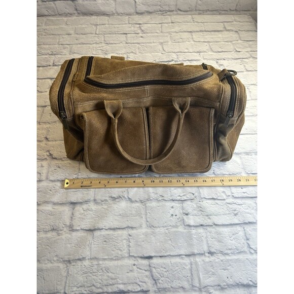 Claire Chase Tan Distressed Suede Duffel/ Travel Bag. Carry On. - Picture 12 of 14